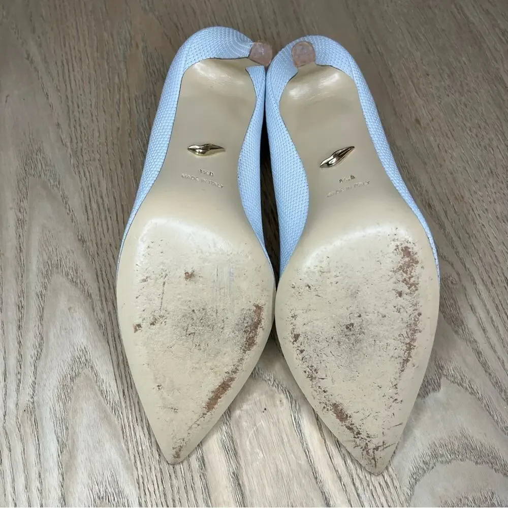 Diane Von Furstenberg White Woven Leather Heels Pointed Toe Pumps Women’s 8.5 - Picture 9 of 12